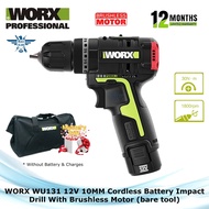 WORX WU131 12V 10MM Cordless Battery Impact Drill With Brushless Motor (bare tool)