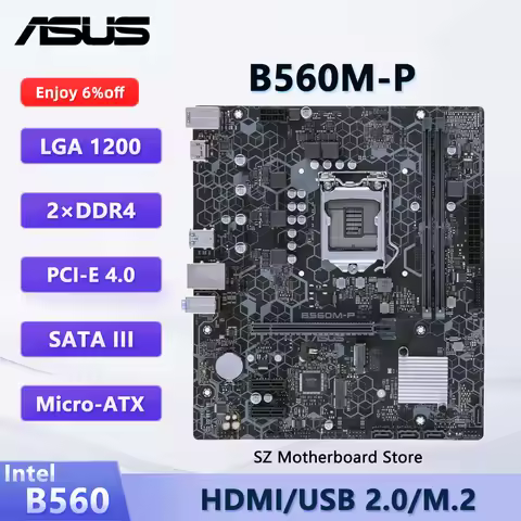 ASUS B560M-P B560 LGA 1200 para i5-11400F i7-10700K/F i3-10100F CPU DDR4 M.2 placa base para juegos