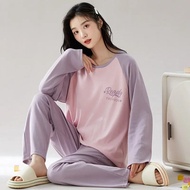 Pure Cotton Long Sleeve Round Neck Cartoon Pajama Set For Women Students Spring Autumn Winter Homewear Dormitory Sleepwear