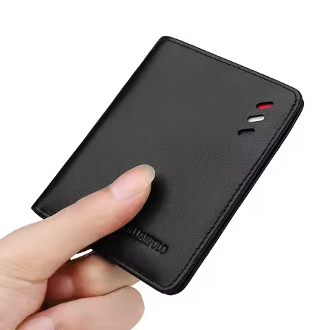 WILLIAMPOLO Leather Designer Men Slim Mini Wallet Credit Card Holder Male Small Purse Multi Card Cas