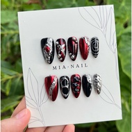 Nailbox thiet ke trang guong red and black A141