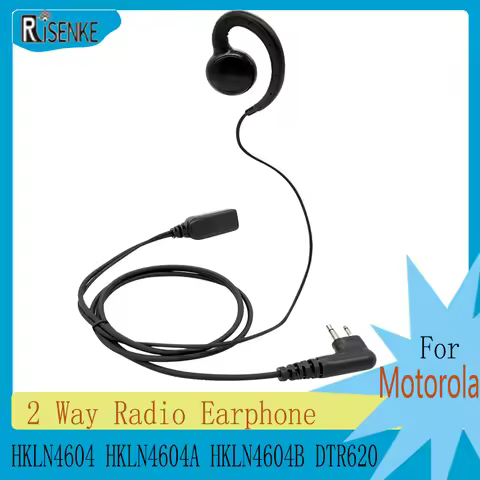 RISENKE-Earpiece for Motorola, Walkie Talkie, Radio, 180 ° Swivel Headset, HKLN4604, HKLN4604A, HKLN