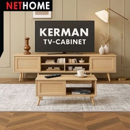 Kabinet TV 6 Kaki Rotan Effect / Rattan TV Cabinet Console Hingga 70 Inci Rak TV Moden-Kenzzo