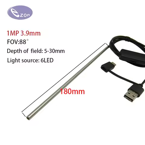 3-in-1 industrial endoscope camera, 3.9mm 720P long-tube endoscope camera, 6 LED cameras, compatible