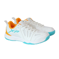 Giày bóng chuyền Giày cầu lông XP nam nữ chính hãng màu trắng cam tặng tất dệt kim khử mùi - Độ bền 