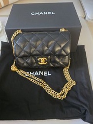 CHANEL AS3828 Mini Coco 降售 全新雙C 愛心金球方胖鏈帶包.