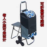 Stair Climbing Shopping Cart Shopping Cart Trolley Elderly Cloth Bag Car Portable Folding Luggage Small Trailer with Seat Chair Stool