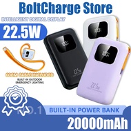 10000mAh Power Bank 22.5W Fast Charge Built-in Cable Travel Portable Charger for iPhone Samsung