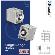 KOZUKA SINGLE RANGE TIMER 240V 8 PIN SINGLE+INSTANT CONTACT 6SEC-60SEC / 6MIN-60MIN AH3-3