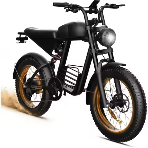 High-Power 1600W Electric Moped Bike - 35MPH, 60 Mile Range, 18.9AH Battery, 20 Tires, Ships from US