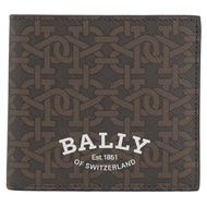 BALLY 6300409 BRASAI 燙印LOGO經典印花8卡短夾.深咖