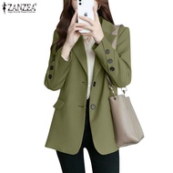 ZANZEA Women Korean Fashion Long Sleeves Lapel Collar Double-Breasted Blazer