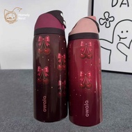 Owala FreeSip Tumbler Cherry Red 24oz 32oz - Insulated Stainless Steel Water Bottle with Straw, Leak