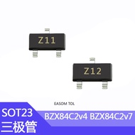 100pcs SMD BZX84C2v4 BZX84C2v7 Screen Printing Z11 Z12 SOT-23 Zener Tube 2v4 2v7 BZX84C3v0 BZX84C3v3