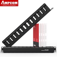 AMPCOM Vertical Cable Manager, 1U Cable Management Horizontal Mount 19 inch Server Rack , 12/24 Slot