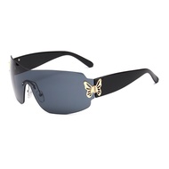 One Piece Sunglasses Rimless One Piece Sports Cycling Shades--&*
