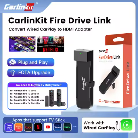 Carlinkit Supports Fire TV Stick Converter TV Streaming Box HDMI Wireless CarPlay TV Adapter for Fir