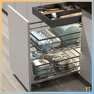 Pull-out kitchen cabinets small size dish basket 304 stainless steel multi-drawer damping kitchen cabinet dish rack