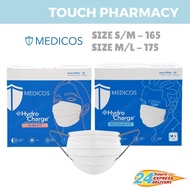 MEDICOS (NEW) Slim/Regular Fit Size 165/175 HydroCharge 4ply Surgical Face Mask SWISS WHITE 50’s