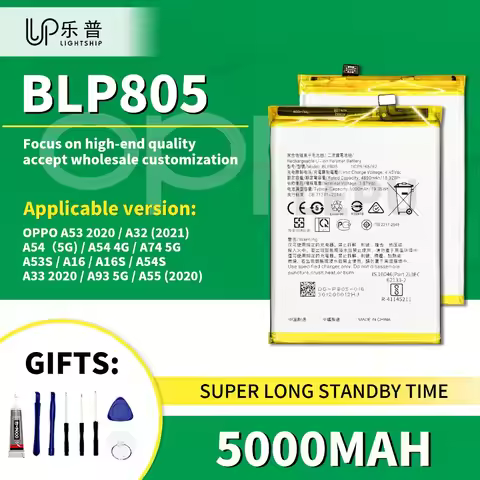 OPPO A93 A55 A53 A32 Replacement Battery BLP805 OPPO A16 A16S A54S A33 Original Battery + Tools Kits