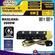 (SIRIM) PEAK Extension Plug Trailing Socket Wire Cable with Surge Protection Extantion wire- Black Y