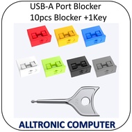 10PCS USB A Port Blocker with 1 Key  Locking USB Port /Dust Blocker  USB Cyber Security Port Blocker