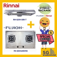 FUJIOH X RINNAI COMBO [FH-GS5520SVSS Fujioh S/S Cooker Hob &amp;RH-S259-SSR-T Rinnai Slim Hood] GS5520 5520 5520SVSS S259 RHS259