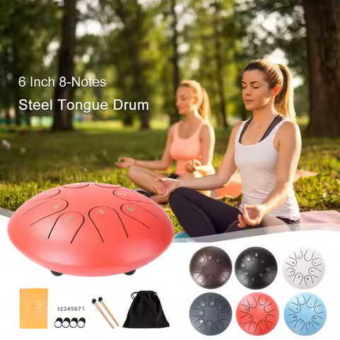 Steel Tongue Drum Percussion Instrument 6 Inches 8 Notes Handpan Drum with Storage Bag Musical Gifts