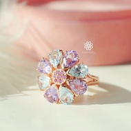 Rosenmarry/แหวนพลอยอเมทิสโทปาส 10 กะรัต ตัวเรือนเงินแท้925ชุบพิงค์โกวล พร้อมกล่อง รหัส BB044