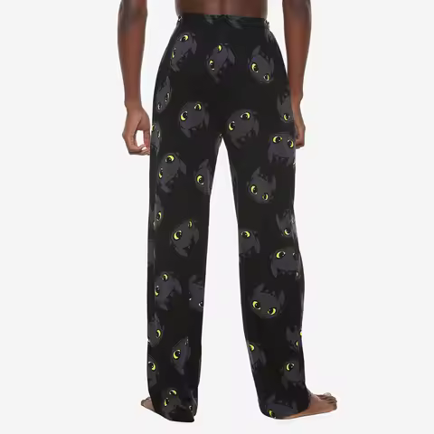 Potdemiel How to Train Your Dragon Toothless Head Allover Print Adult Kids Pajama Pants Summer Quick