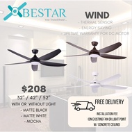 (Installation promo) BESTAR dc ceiling fan WIND 32inch 42inch 52inch ceiling fan with LED light white black mocha 2 year