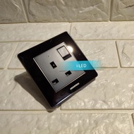 Stop Kontak AC Dengan Saklar Neon Architech Diamond Black Stopkontak