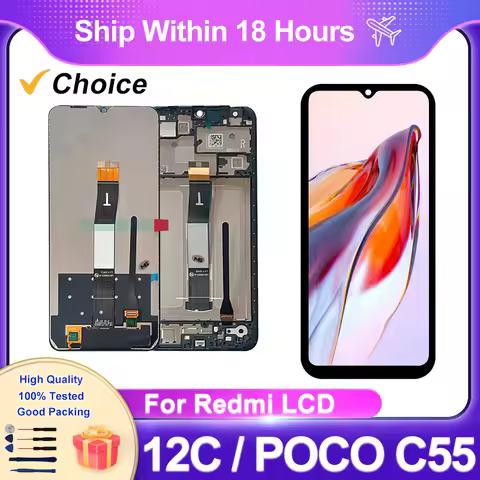 For Xiaomi Redmi 12C LCD 22120RN86G Display Touch Screen Digitizer Assembly For Poco C55 LCD 22127PC