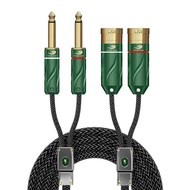 GOLLEY LION Dual 1/4นิ้ว TS โมโน6.35มิลลิเมตรแจ็คถึง2 X XLR ชายสายสัญญาณเสียงเครื่องขยายเสียงผสมเสีย
