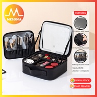 MIZONA Multifunctional Makeup Cosmetic Bag With LED Mirror Portable Hand Held Large Capacity Profess
