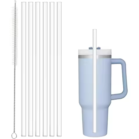 6 Pack Replacement Straws for Stanley 40oz Tumbler Plastic Clear Reusable for Stanley Adventure Quen