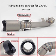 Motorcycle Exhaust Muffler Escape Bend Middle Pipe Titanium Alloy Link Pipe Slip On For ZX10r ZX 10R 2016 2018