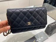 Chanel lambskin wallet on chain WOC 全新黑色金扣羊皮wallet on chain #MILAN12