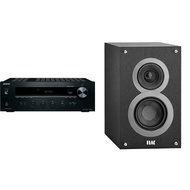 Onkyo TX-8020 Stereo Receiver with a pair of ELAC Debut B4 Bookshelf Speakers (Black)