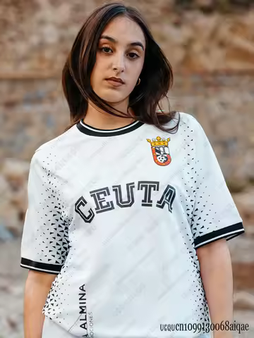 Summer Men Football Jerseys V-neck Sports Shirts Quick Drying Cycling Shirts AD Ceuta 25-26 Soccer J