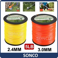 SONCO 5LB TALI RUMPUT Yellow Nylon Trimmer Line Grass Cutter 2.4mm (Square Cut) ,NYLON MOWING ROPE Grass cutting Nylon Mowing Rope / Trimmer Line 5lb For Garden Estate Grass Cutting TALI MESIN RUMPUT 3.0mm