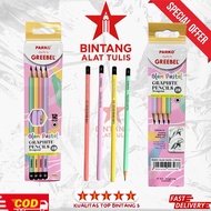 Greebel Glam Pastel – 2B Hexagonal Graphite Pencil, 12 Pieces, Comfortable for Writing & Drawing