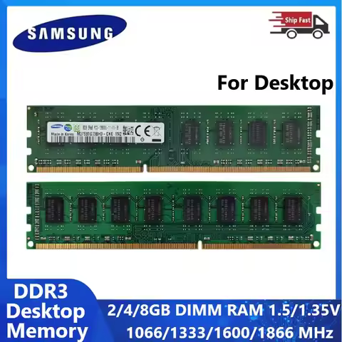Samsung DDR3 DDR3L Desktop RAM 2GB 4GB 8GB 240-Pin DIMM 1066 1333 1600 1866MHz PC3 PC3L Memory Modul
