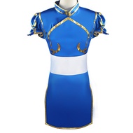 7C49 Chunli Set Street Fighter Game Anime Cosplay Costume Cheongsam