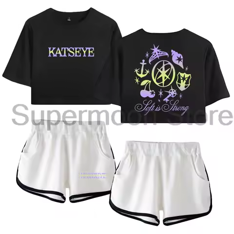 Kpop Katseye Soft is Strong Merch Short Sleeve Crop Top+Shorts Two Piece Sets Women's Top Sets 2025 