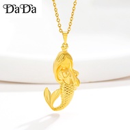 Hot sale pure 18k gold pawnable necklace cartoon mermaid pendant jewelry for gifts for women