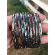 1 Piece New Zealand Abalone Shell Bangle Small Face 3-4 Mm Wide Made From Real Shells.