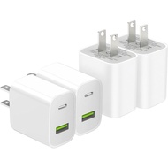4 Pack USB C Charger Block, Dual Port Type C Wall Charger Fast Charging 20W Power Adapter Cube for 1