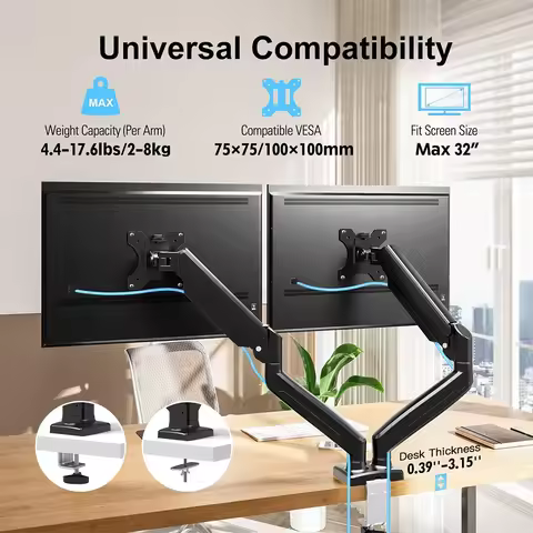 Dual Monitor Stand with C Clamp Monitor Desk Mount Holds Up To 19.8lbs Grommet Mounting Base for 13 