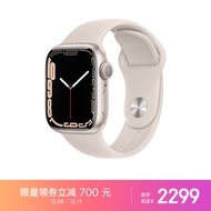 Apple Watch Series 7 智能手表GPS款41 毫米星光色铝金属表壳星光色运动型表带 运动手表S7